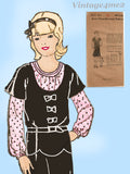 1930s VTG Ladies Home Journal Sewing Pattern 8015 Cute Girls Jumper Dress Sz 12