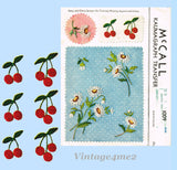 1940s Vintage McCall Embroidery Transfer 1009 Uncut Small Cherry & Daisy Sprays