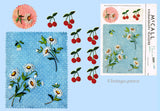 1940s Vintage McCall Embroidery Transfer 1009 Uncut Small Cherry & Daisy Sprays