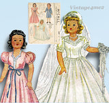 1940s Original Vintage McCall Pattern 1089 Rare WWII Bridal Doll Clothes 18 inch