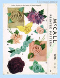 1940s Vintage McCall 1246 Fabric Flower Pattern for Dress Material Uncut Rare