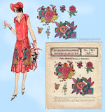 1920s Vintage McCall Embroidery Transfer 1463 Uncut Flapper Large Flower Motifs