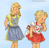 1940s Vintage McCall Sewing Pattern 1501 Toddler Girls Bluebird Apron Size 2-4