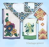 1920s Vintage McCall Embroidery Transfer 1527 Uncut Art Deco Guest Towel Motifs