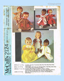 1960s Original Vintage McCalls Pattern 2124 Cute 10 to 11.5 Baby Doll Clothes