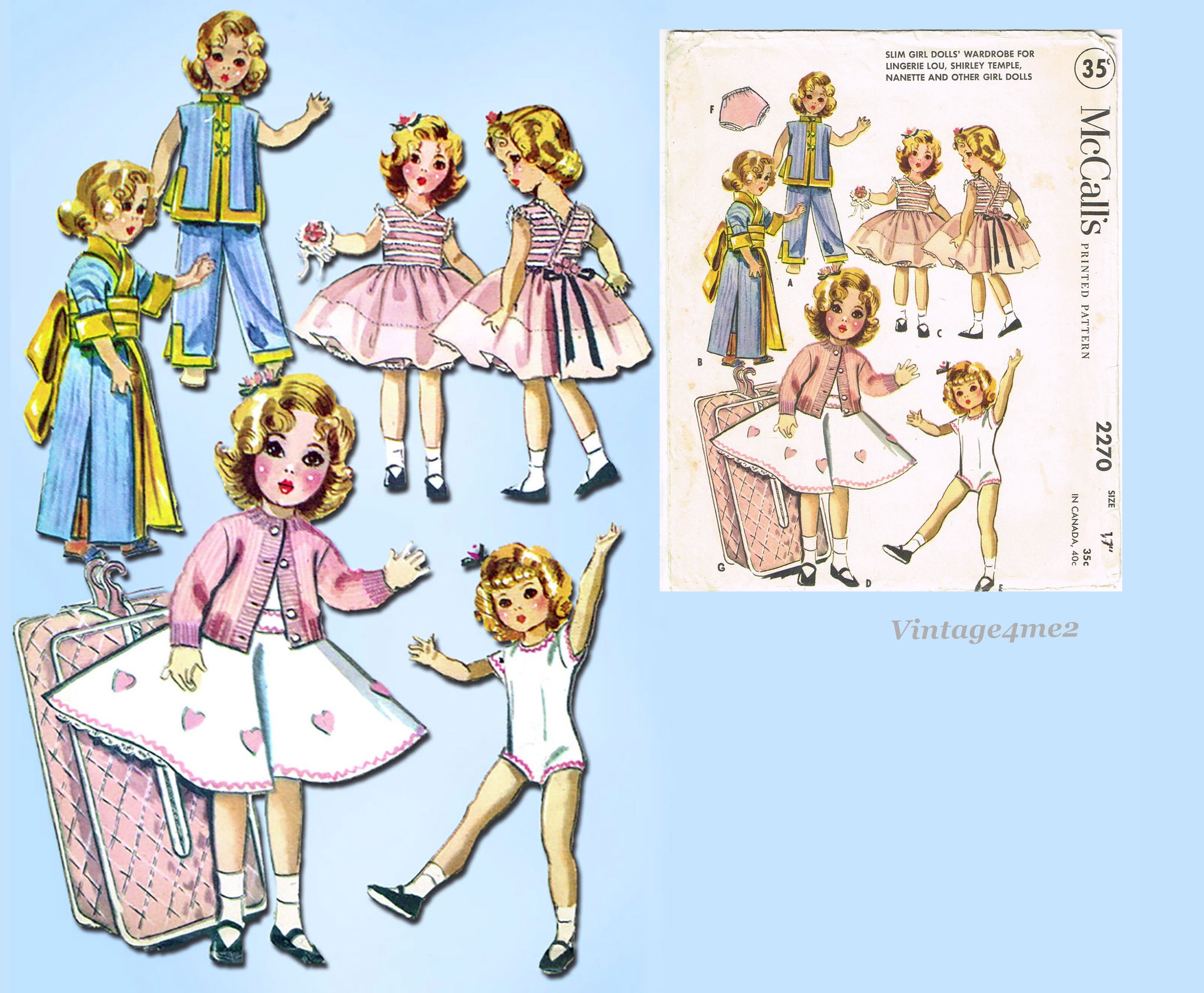McCall 2270: 1950s Rare 17in Shirley Temple Doll Clothes Set Vintage S –  Vintage4me2
