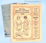 McCall 2358: 1920s Rare Toddler Girls Bloomer Dress Sz6 Vintage Sewing Pattern