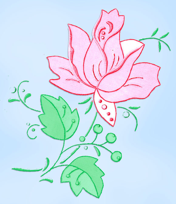 1950s Vintage McCall Kaumagraph Embroidery Transfer 2361 Large Uncut Applique Flowers