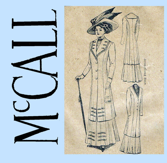 1910s Vintage McCall Sewing Pattern 3053 Uncut Edwardian Coat Suit Size 34B