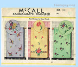1930s Vintage McCall Embroidery Transfer 414 Uncut Floral Guest Towel Motifs