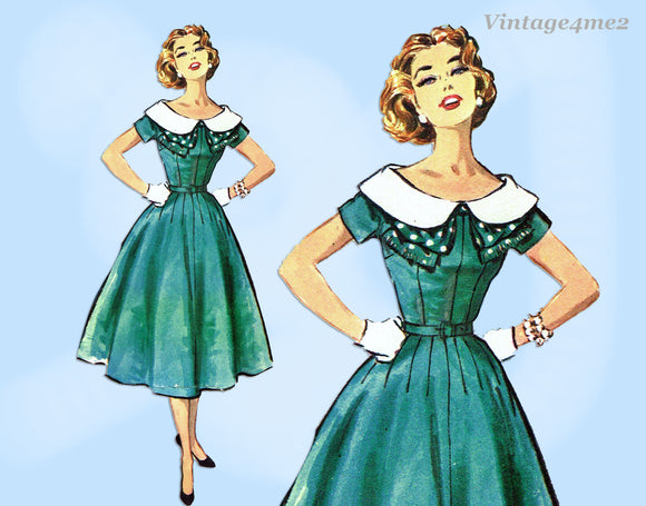 McCall's 4394: 1950s Cute Misses Party Dress Size 34 B Vintage Sewing Pattern