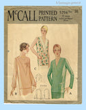 Original 1932 McCall Pattern No. 5294 - Ladies' and Misses' Blouse