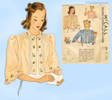 McCall 615: 1930s Uncut Misses Bedjacket Sz 32-34 B Vintage Sewing Pattern