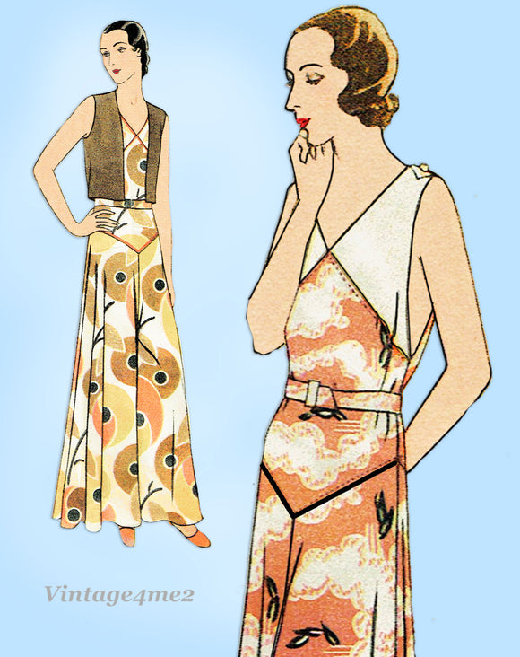 McCall 6432: 1930s Rare Misses Beach Pajamas Size 38 Bust Vintage Sewing Pattern
