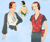 McCall 7007: 1930s Rare Uncut Misses Gilet Halter Sz SM Vintage Sewing Pattern