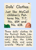 1930s Original Vintage McCall Pattern 720 Movie Star Little Lady Doll Clothes