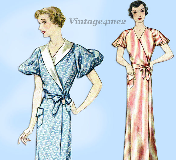 1930s Vintage McCall Sewing Pattern 7506 Uncut Hooverette House Dress Sz 38 B