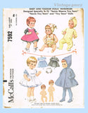 1960s Vintage McCalls Sewing Pattern 7592 Uncut Tiny Tears 17 Inch Doll Clothes