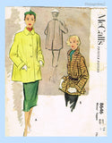 Original 1951 McCall's Pattern No. 8646 - Misses' Topper