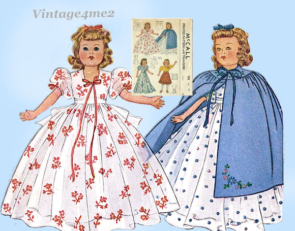 1940s Vintage McCall Sewing Pattern 918 Rare WWII 15 Inch Movie Doll Clothes