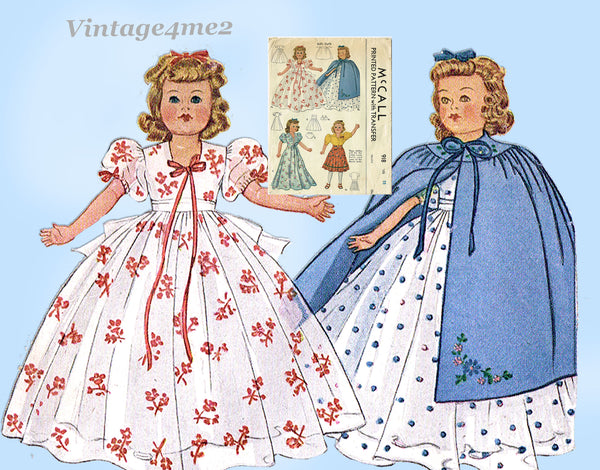 1940s Vintage McCall Sewing Pattern 918 Rare WWII 15 Inch Movie Doll Clothes