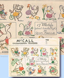 1940s Vintage McCalls Embroidery Transfer 948 Uncut Animal Crib Baby Quilt