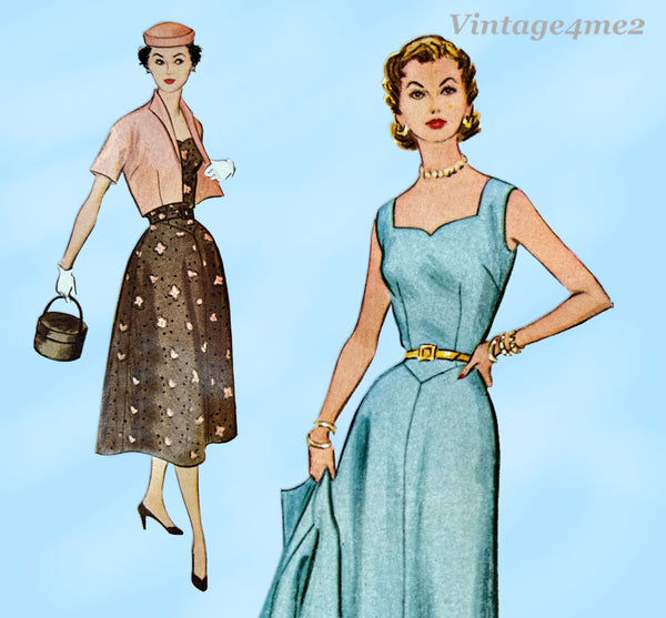 1950s Vintage McCall's Sewing Pattern 9600 Misses Sun Dress & Jacket Sz 32 B