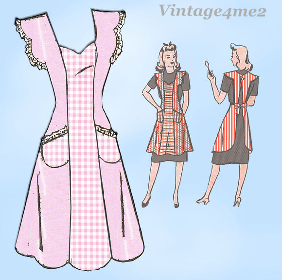 Marian Martin 9037: 1940s Misses Full Bib Apron Sz 36-38 B Vintage Sewing Pattern