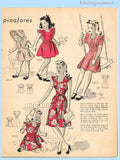 1940s Vintage Marian Martin Pattern 9128 Toddler Girls WWII Pinafore Dress Sz6