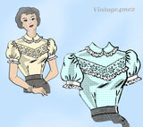 Marian Martin 9445: 1950s Charming Misses Blouse Sz 38 B Vintage Sewing Pattern