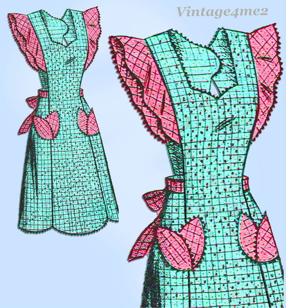 Marian Martin 9548: 1940s Misses Pinafore Apron Sz LRG Vintage Sewing Pattern