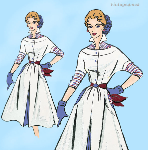 1950s Modes Royale Vintage Sewing Pattern 1157 Rare Misses Street Dress Sz 32 B