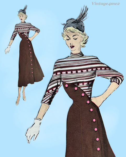 1940s Modes Royale Vintage Sewing Pattern 659 Misses Street Dress Sz 35.5 Bust