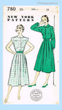 New York 780: 1940s Uncut Misses Shirtwaist Dress Sz 37 B Vintage Sewing Pattern