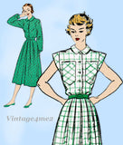 New York 780: 1940s Uncut Misses Shirtwaist Dress Sz 37 B Vintage Sewing Pattern