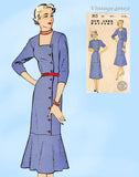 New York 915: 1950s Uncut Misses Dress w Trumpet Skirt 32B Vintage Sewing Pattern