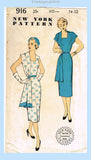 New York 916: 1950s Uncut Misses Slender Dress Sz 32 B Vintage Sewing Pattern