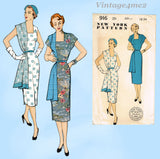 New York 916: 1950s Uncut Misses Slender Dress Sz 34 B Vintage Sewing Pattern