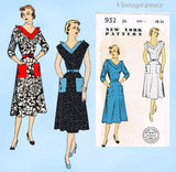 New York 932: 1950s Uncut Misses Street Dress Sz 34 B Vintage Sewing Pattern