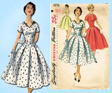 1950s Vintage Simplicity Sewing Pattern 1076 Misses Cocktail Dress Size 29 Bust