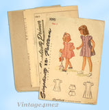 Simplicity 1095: 1940s Cute WWII Toddler Girls Dress Sz 2 Vintage Sewing Pattern