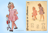 Simplicity 1095: 1940s Cute WWII Toddler Girls Dress Sz 2 Vintage Sewing Pattern