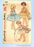 1950s Vintage Simplicity Sewing Pattern 1149 Sweet Toddler Girls Sun Dress Size 4
