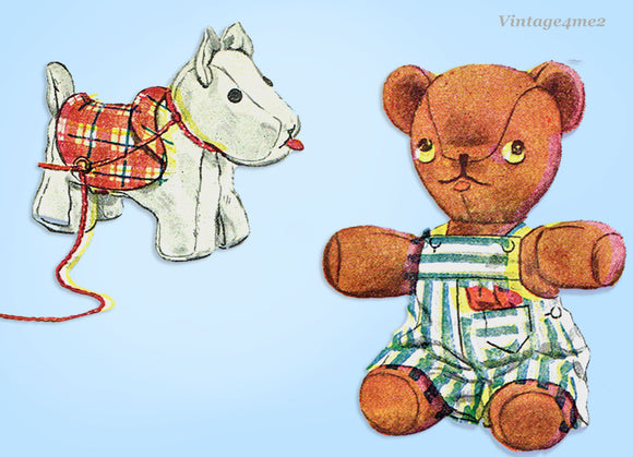1940s Vintage Simplicity Pattern 1149 Darling Teddy Bear Stuffed Animal Doll Toy