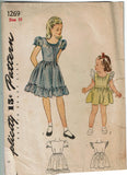 Simplicity 1269: 1940s Sweet WWII Girls Dress Size 10 Vintage Sewing Pattern