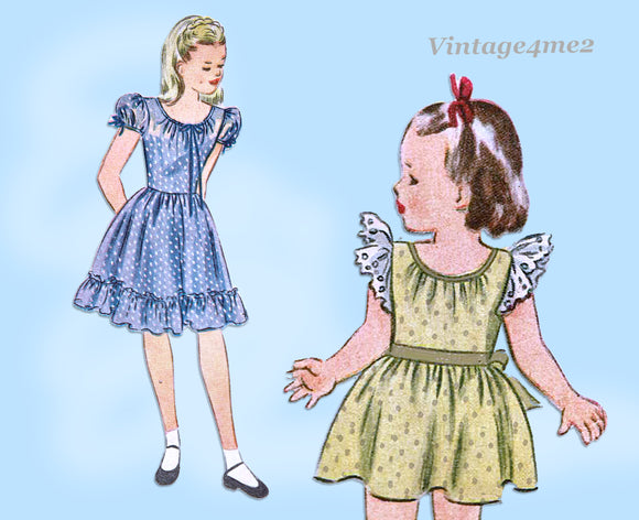Simplicity 1269: 1940s Sweet WWII Baby Girls Dress Size 2 Vintage Sewing Pattern