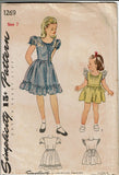 Simplicity 1269: 1940s Sweet WWII Baby Girls Dress Size 2 Vintage Sewing Pattern