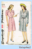 Simplicity 1273: 1940s Misses WWII Day Dress Size 34 Bust Vintage Sewing Pattern