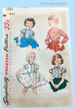 1950s Vintage Simplicity Sewing Pattern 1287 Cute Toddler Girls Petti Blouse