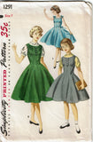 Simplicity 1291: 1950s Classic Little Girls Jumper Dress Vintage Sewing Pattern